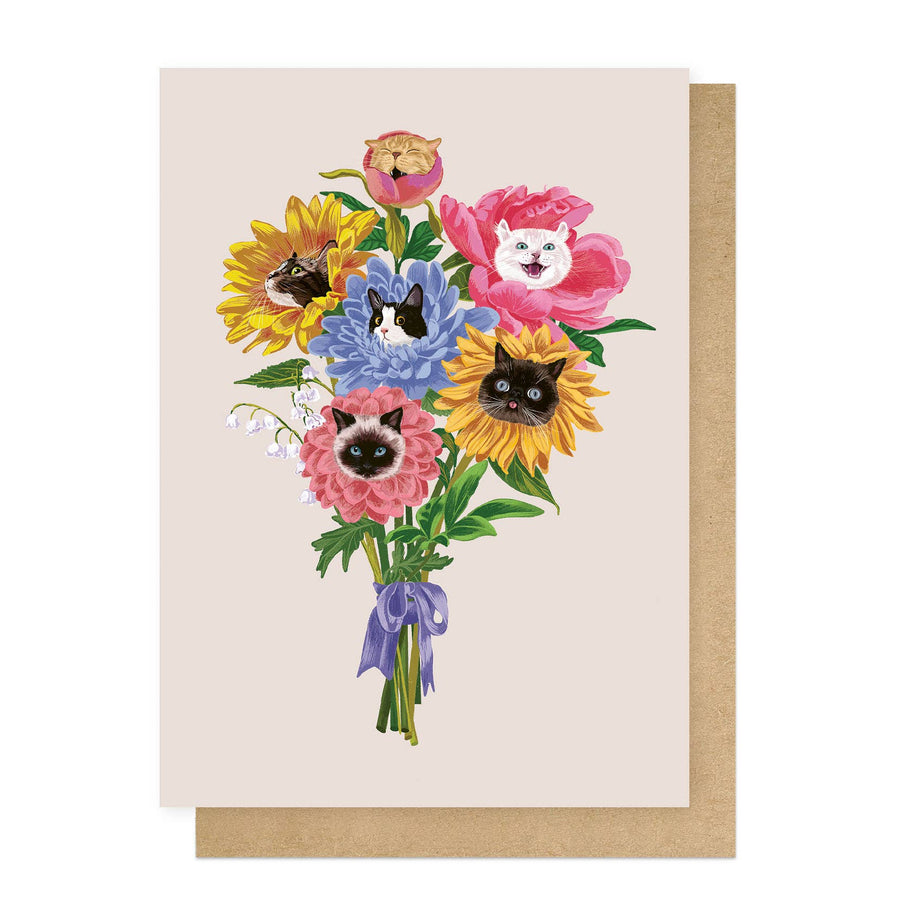 Bouquet of Cat Flowers Greetings Card