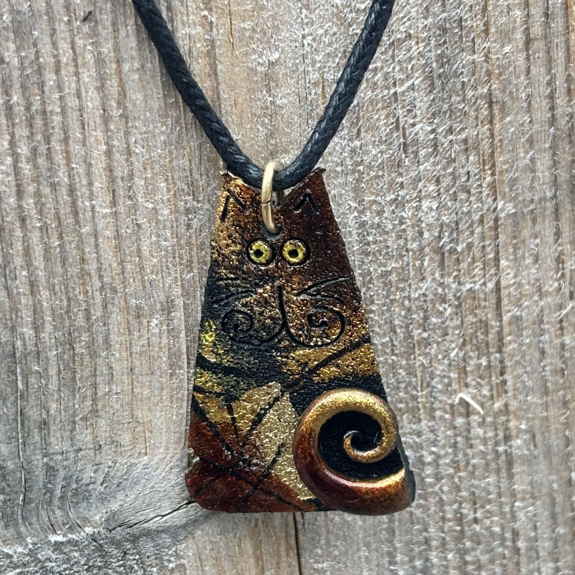 Bronze Cat Art Pendant