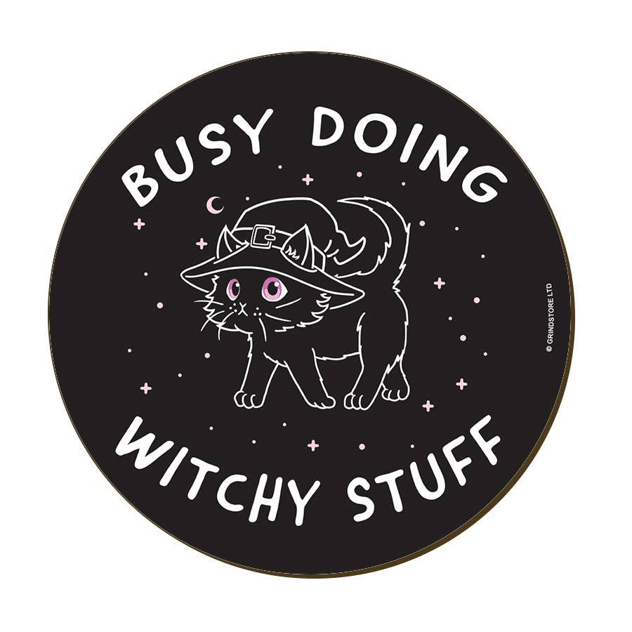 Little Shadow Witchy Cat Circular Coaster