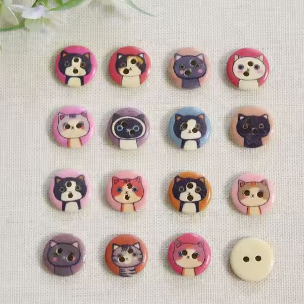 FOUR Cat Motif Buttons