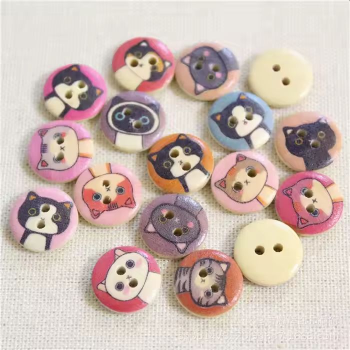 FOUR Cat Motif Buttons