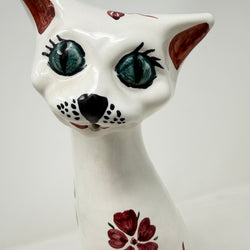 Vintage CH Brannam Floral Tall Cat 34cm