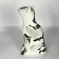 Vintage Hand Painted Grey Black & White Cat Sitting Up Ornament by A & R Scott Rare!