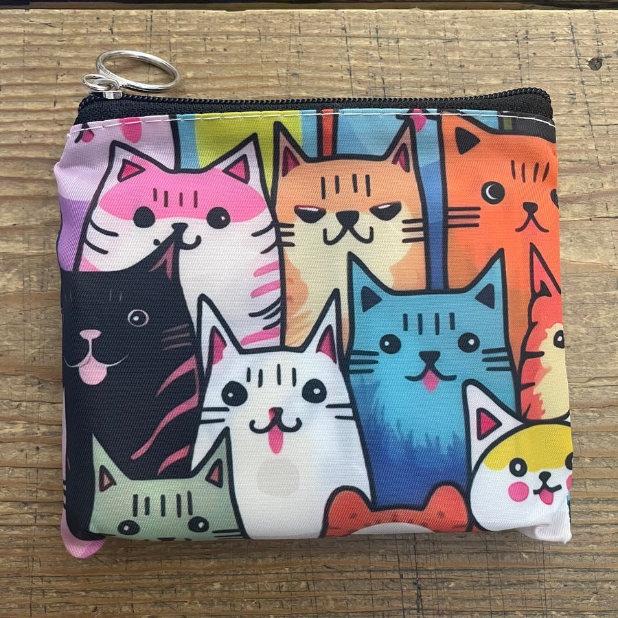 Multi Kitties Packable Bag