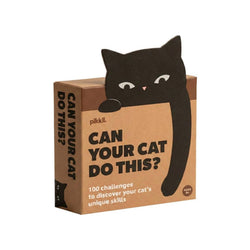 Cat-themed product packaging with a black cat illustration on a white background