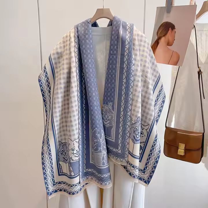 Caroling Cats Warm Scarf, Blue