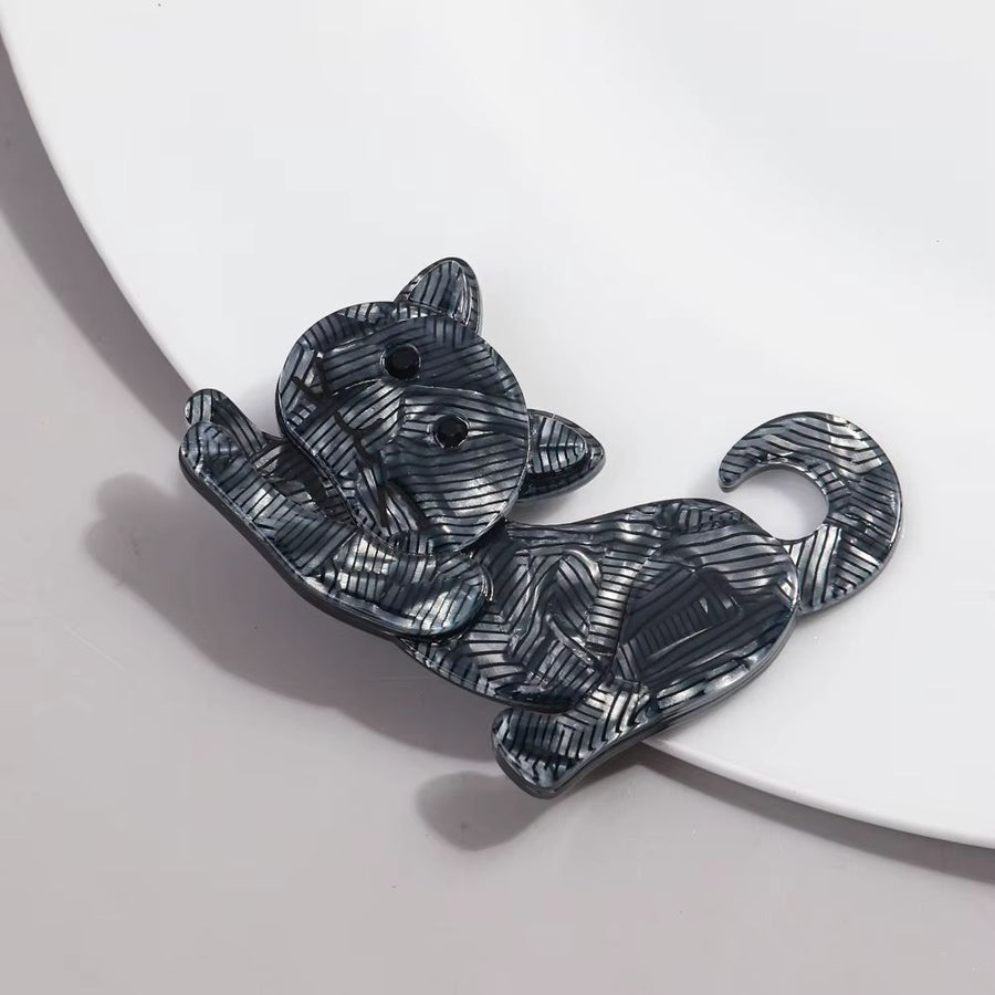 Cat Stretching Acrylic Brooch