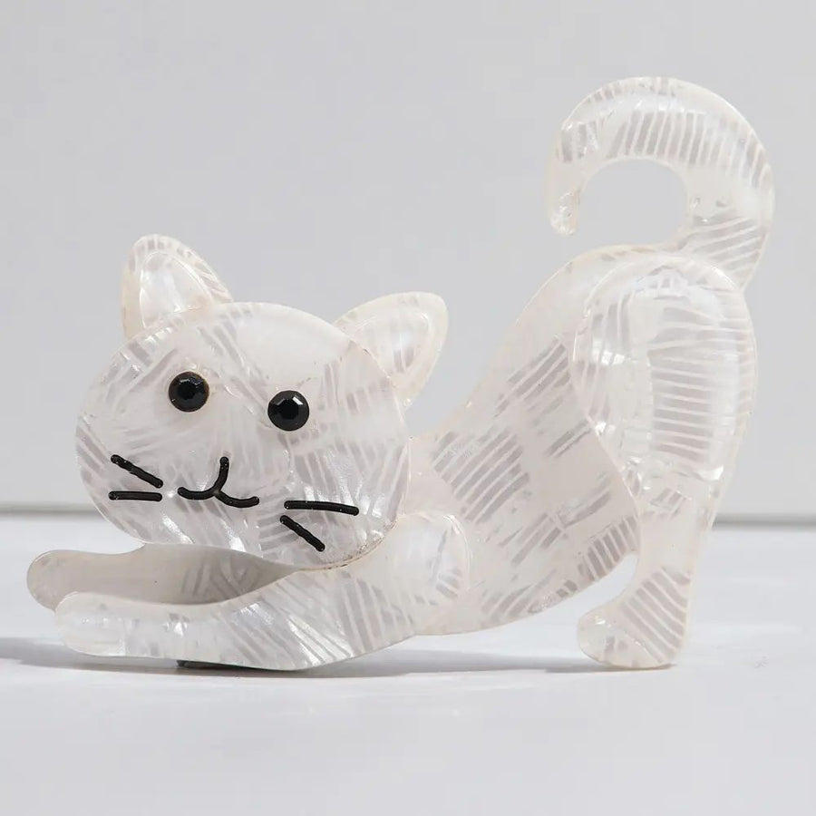 Cat Stretching Acrylic Brooch