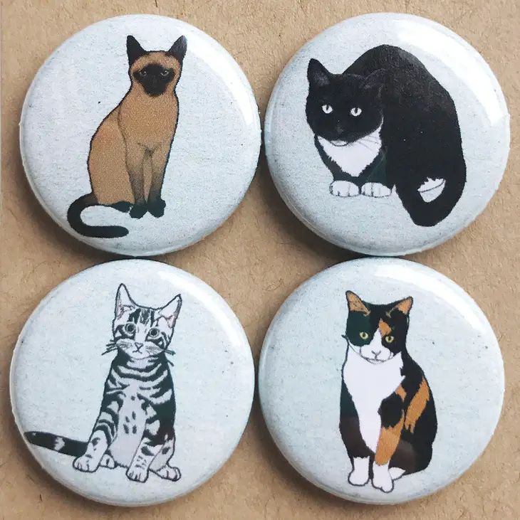 Cat Badges, 4 pack