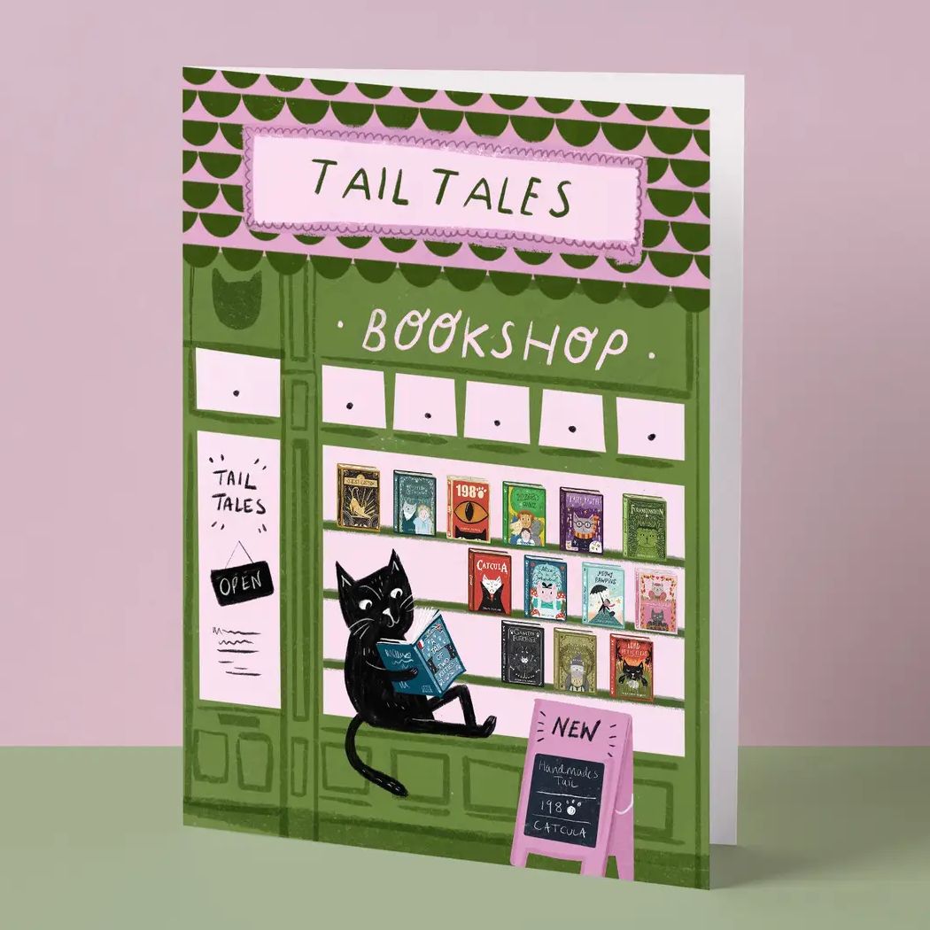 Cat Book Shop Art Card