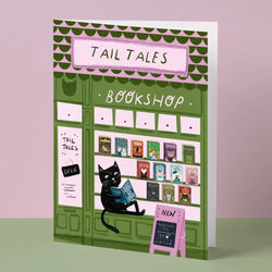 Cat Book Shop Art Card
