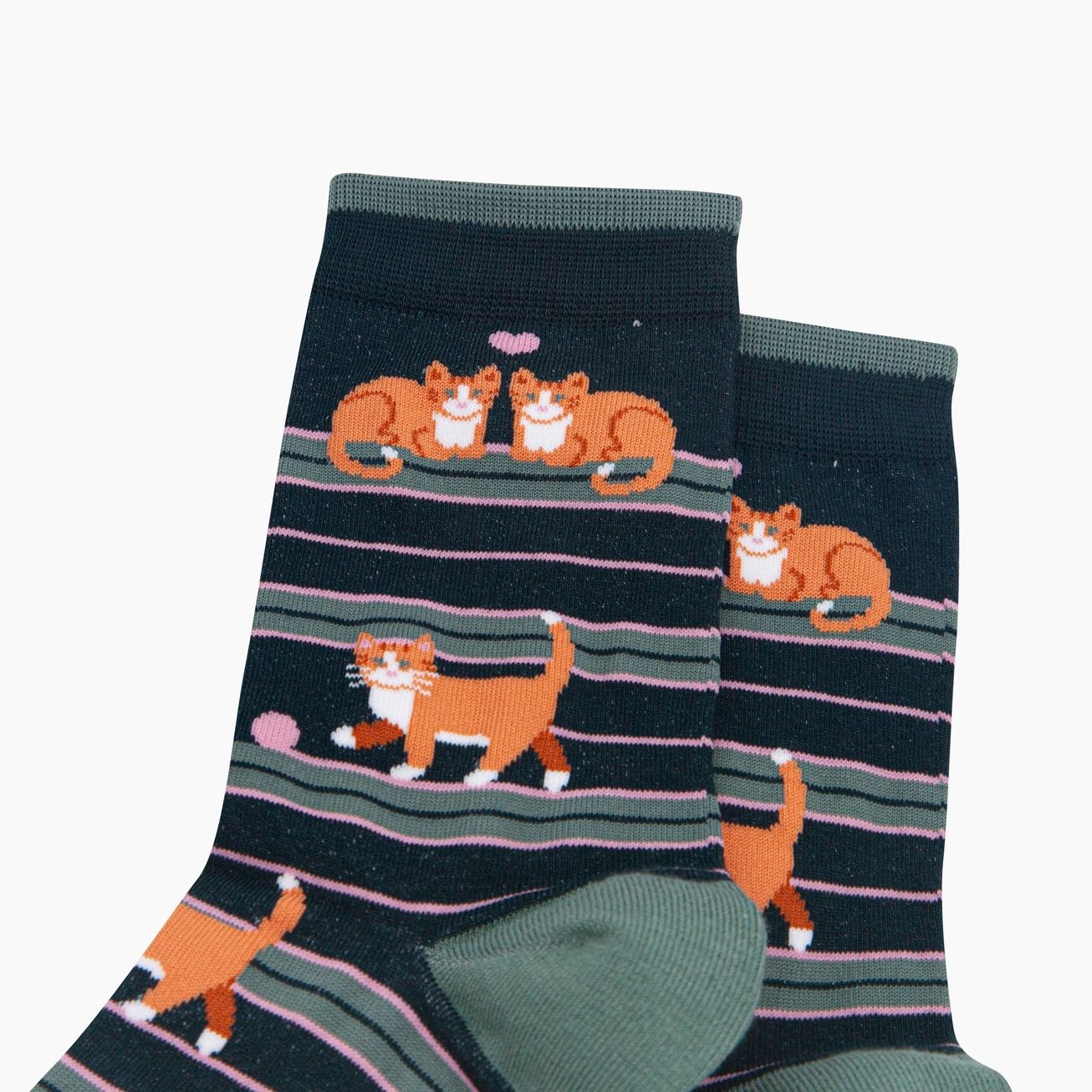 Cat Breed Striped Bamboo Socks UK 3-7