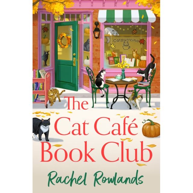 Book cover of 'The Cat Café Book Club' with a cat-themed café scene.