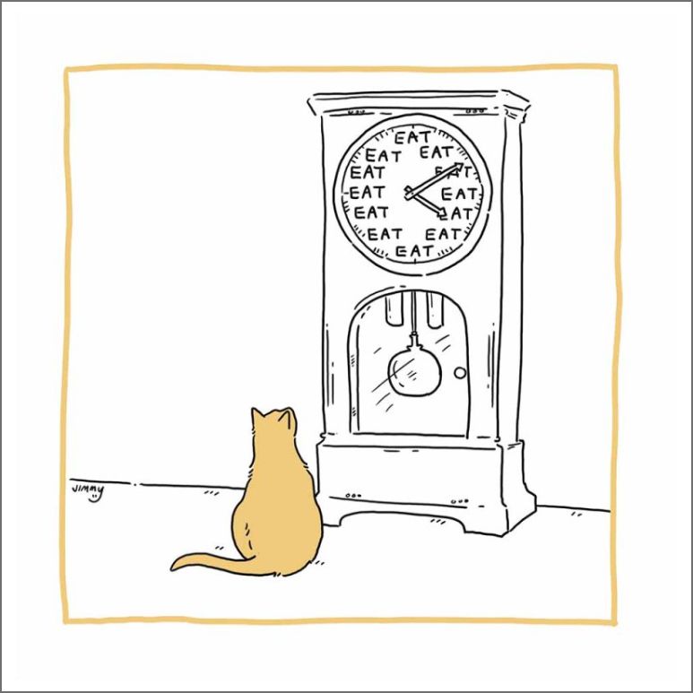 Cat Clock Greetings Card