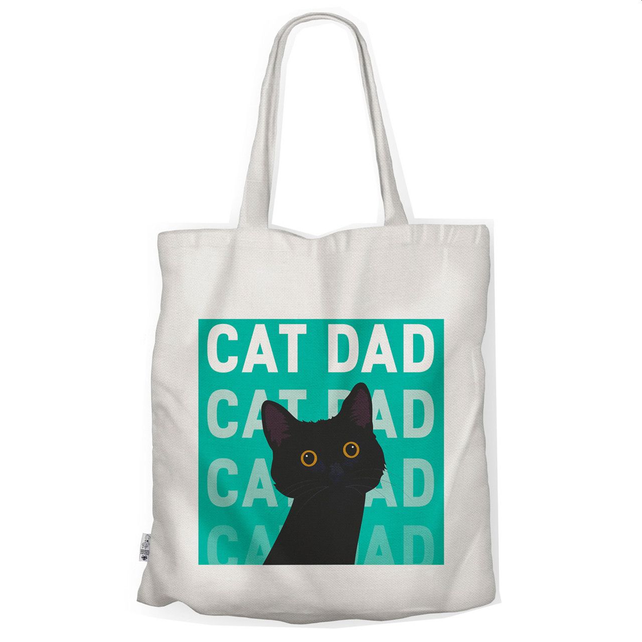 Cat Dad Tote Bag, Black Cat