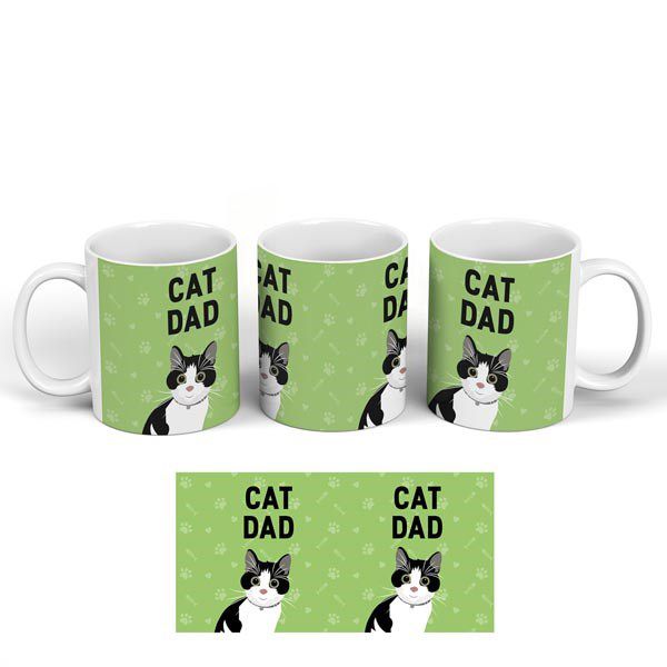 Cat Dad Mug, Black & White Cat