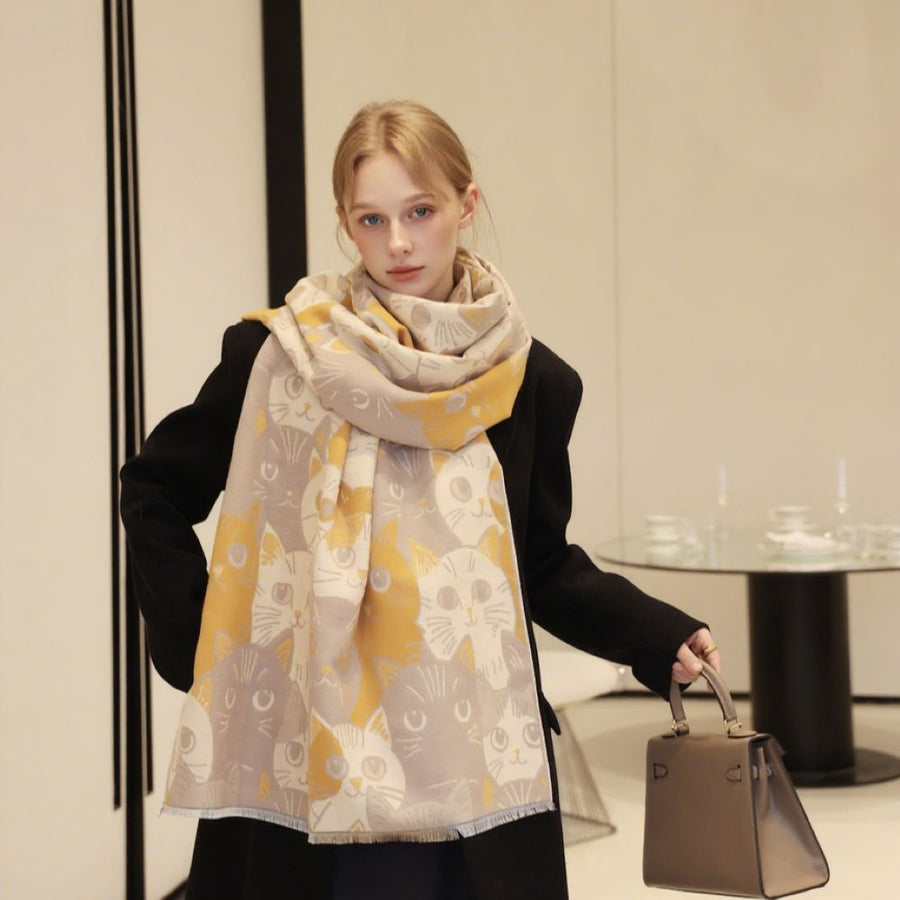 Cute Cats Winter Jacquard Scarf
