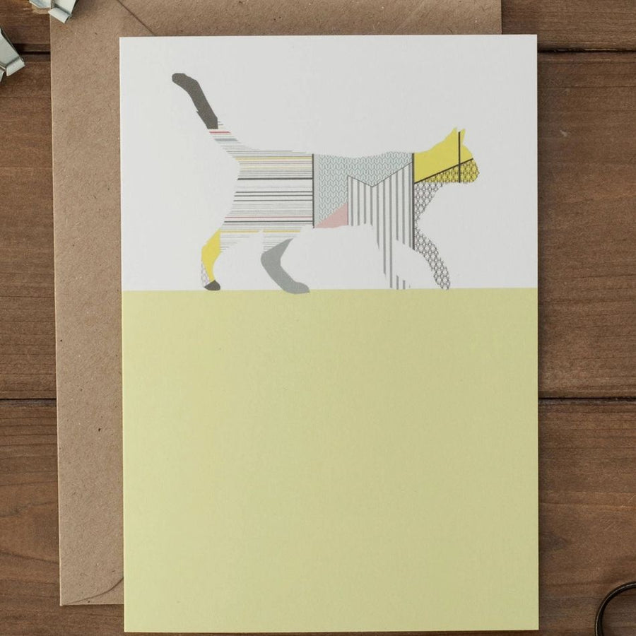 Geometric Cat Greetings Card