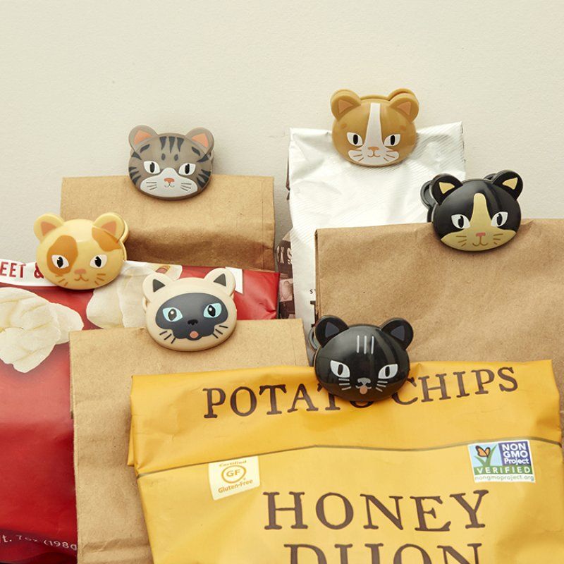Mini Cat Bag Clips, 6 pack