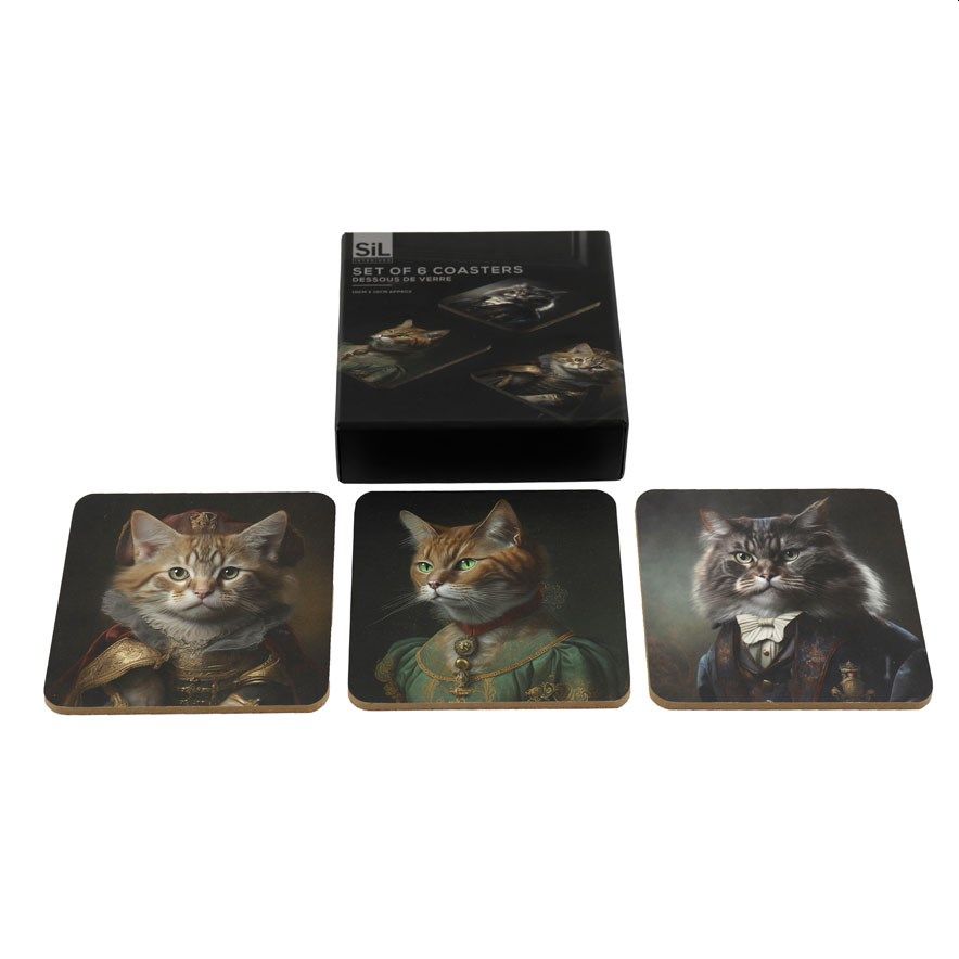 Cat Head Coasters, pack of 6