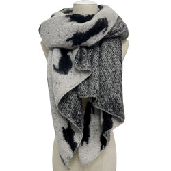 Cat Print Diagonal Edge Wool Scarf