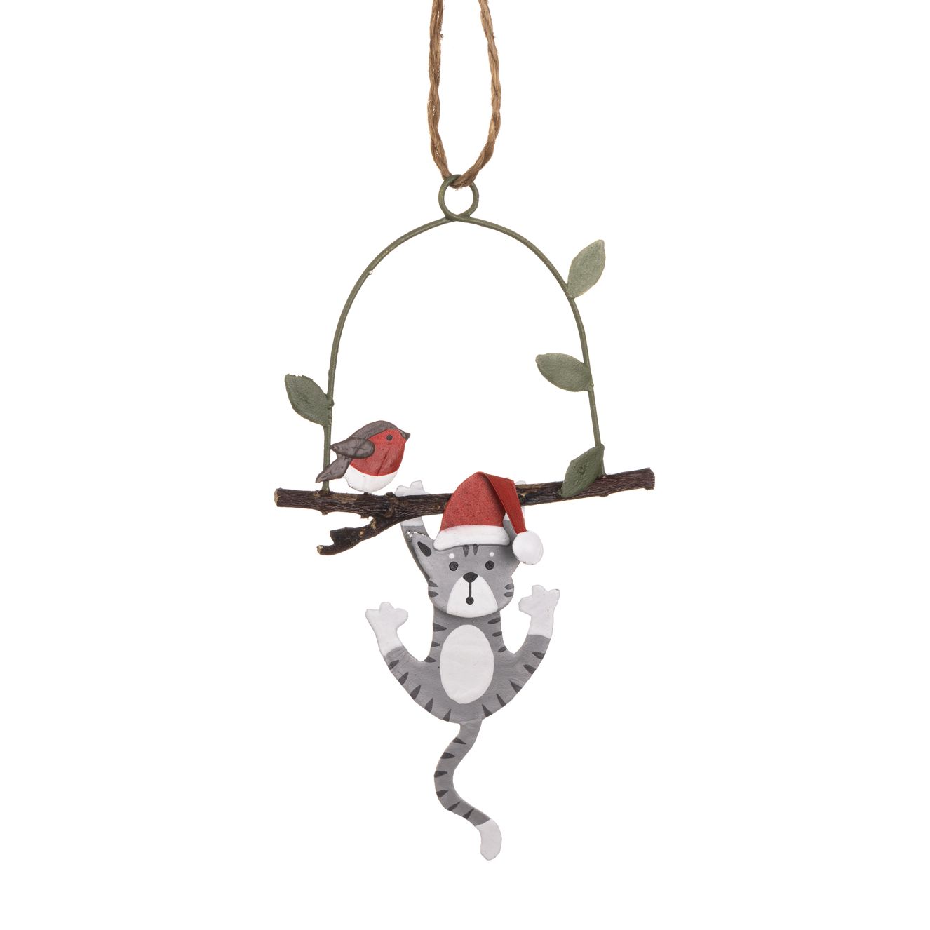 Cat Swinging on a Branch Hanging Decoration