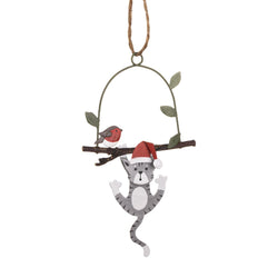 Cat Swinging on a Branch Hanging Decoration