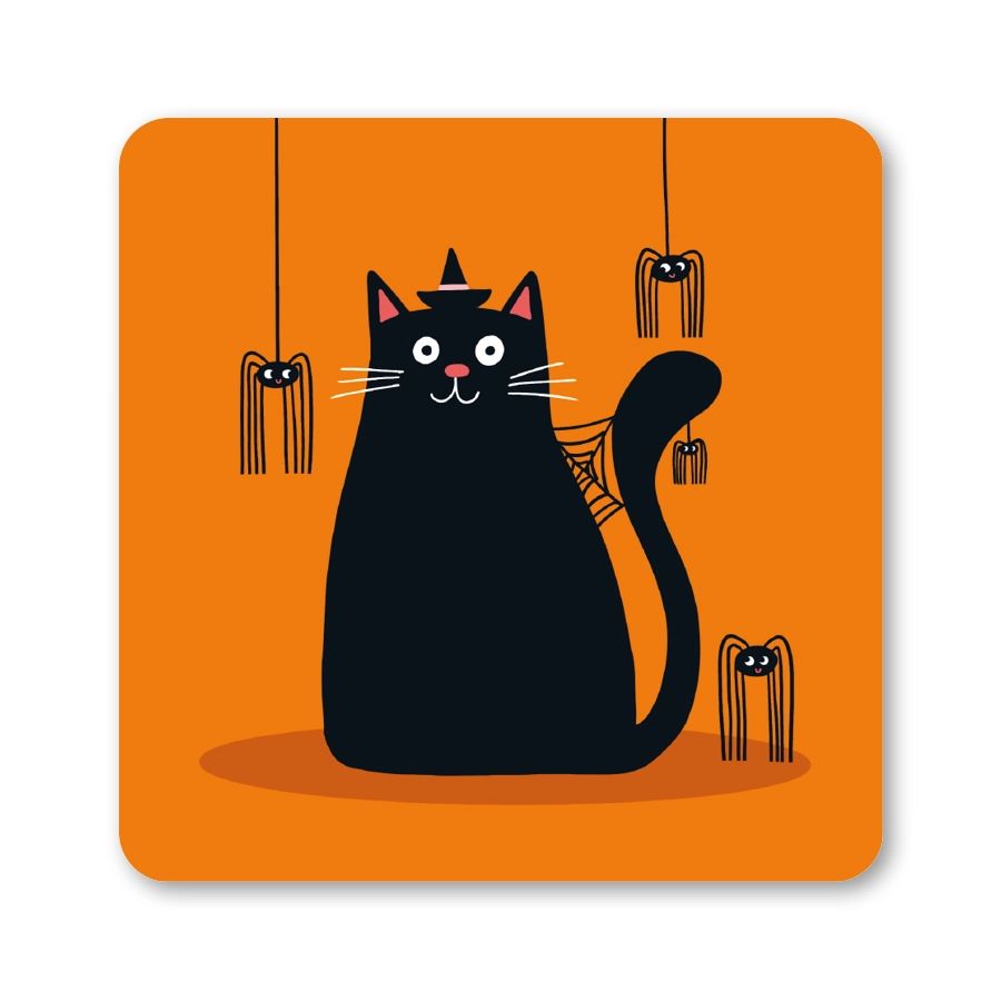 Cat Witch Halloween Coaster