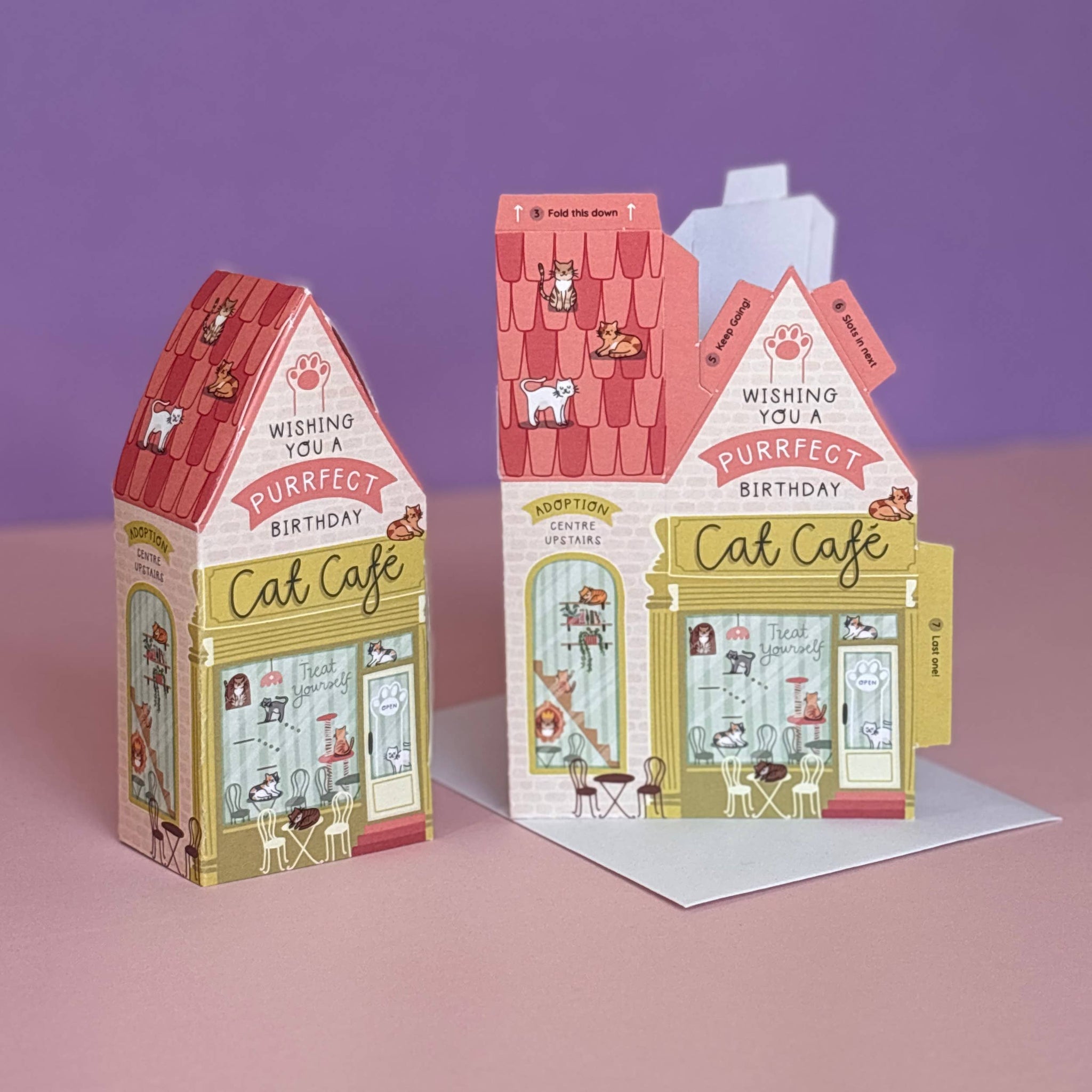 Cat Cafe 3D Birthday Card