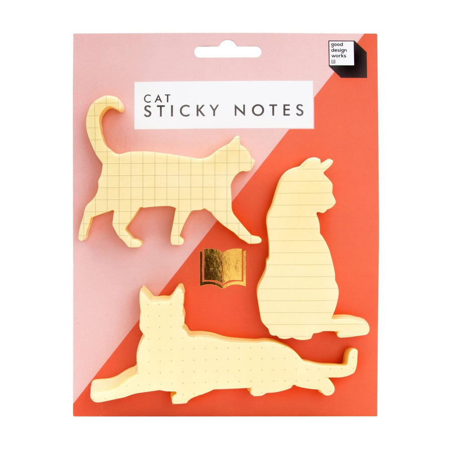 Pack of cat-shaped sticky notes with pink packaging on a white background