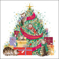 Cat Christmas Tree Charity Card Pack