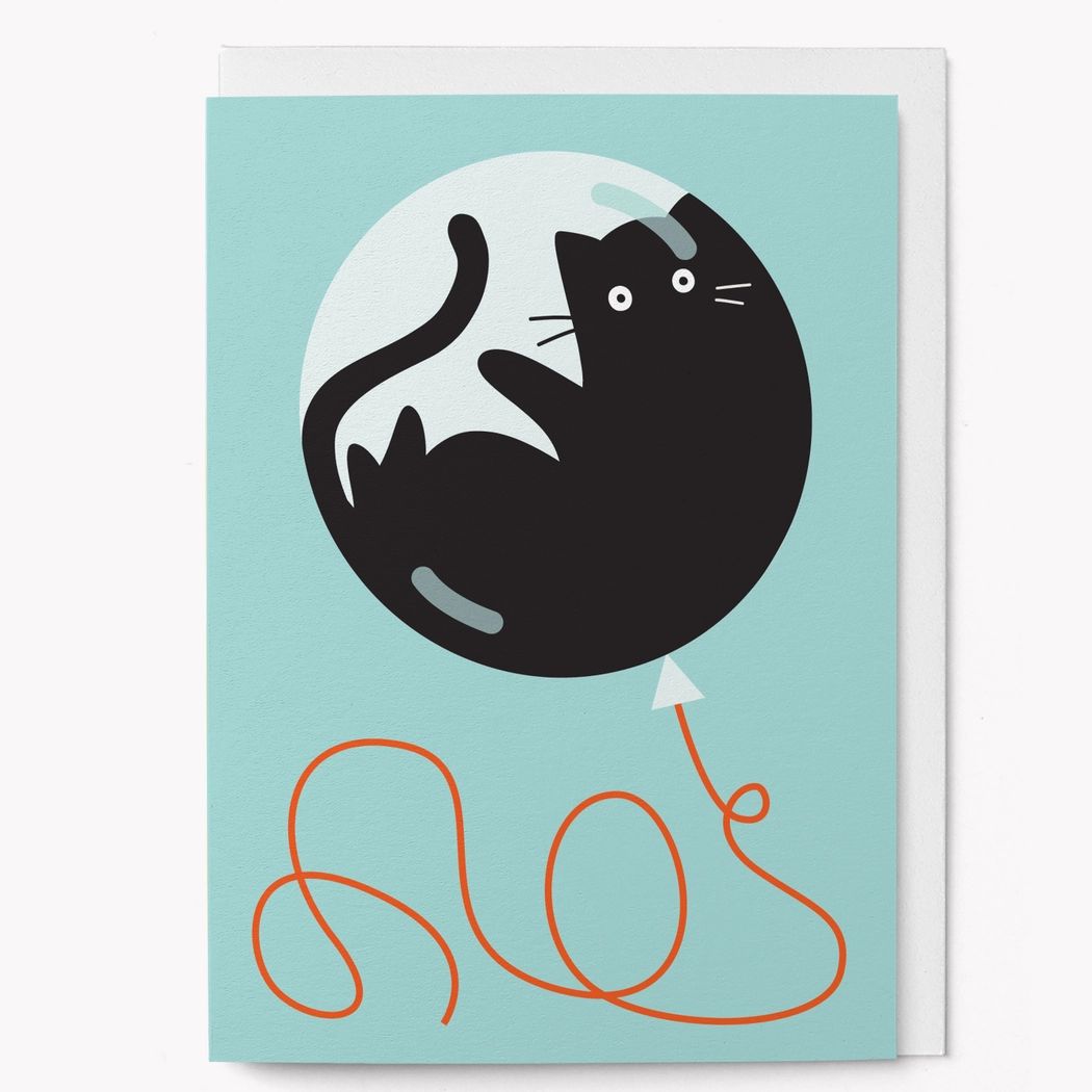 Cat and Balloon Graphic Card