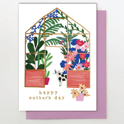 Greenhouse & Cat Mothers Day Card