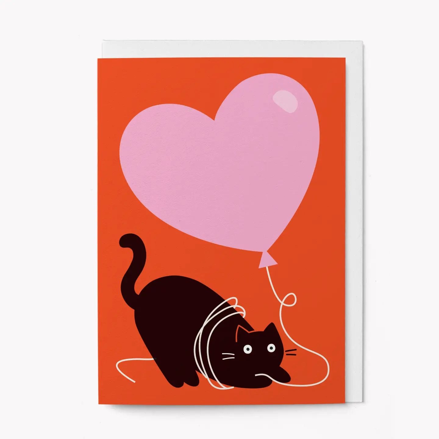 Cat and Heart Balloon Graphic Card