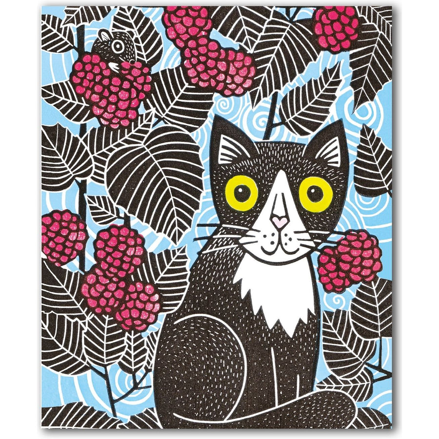 Cat and Mouse Linocut Card