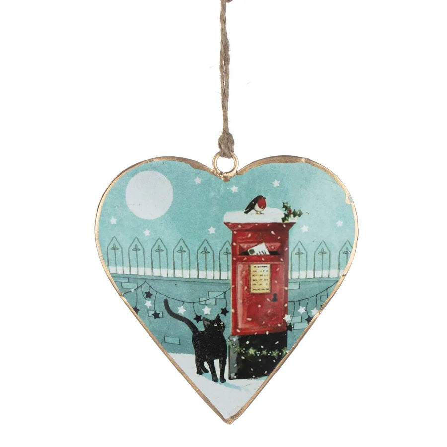 Heart with Cat and Postbox Decoration