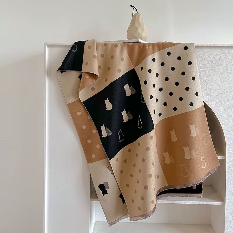 Cats and Dots Warm Shawl