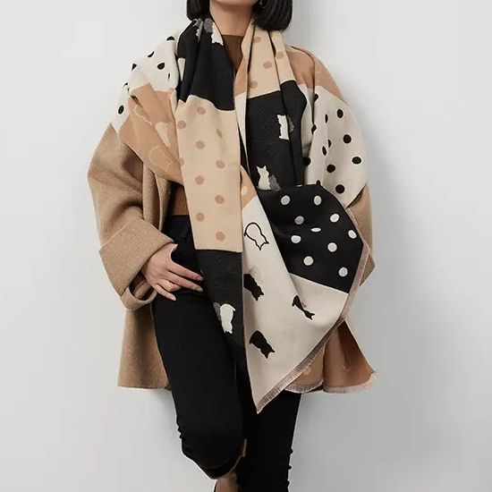 Cats and Dots Warm Shawl
