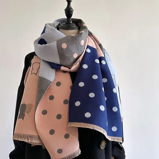 Cats and Dots Warm Shawl