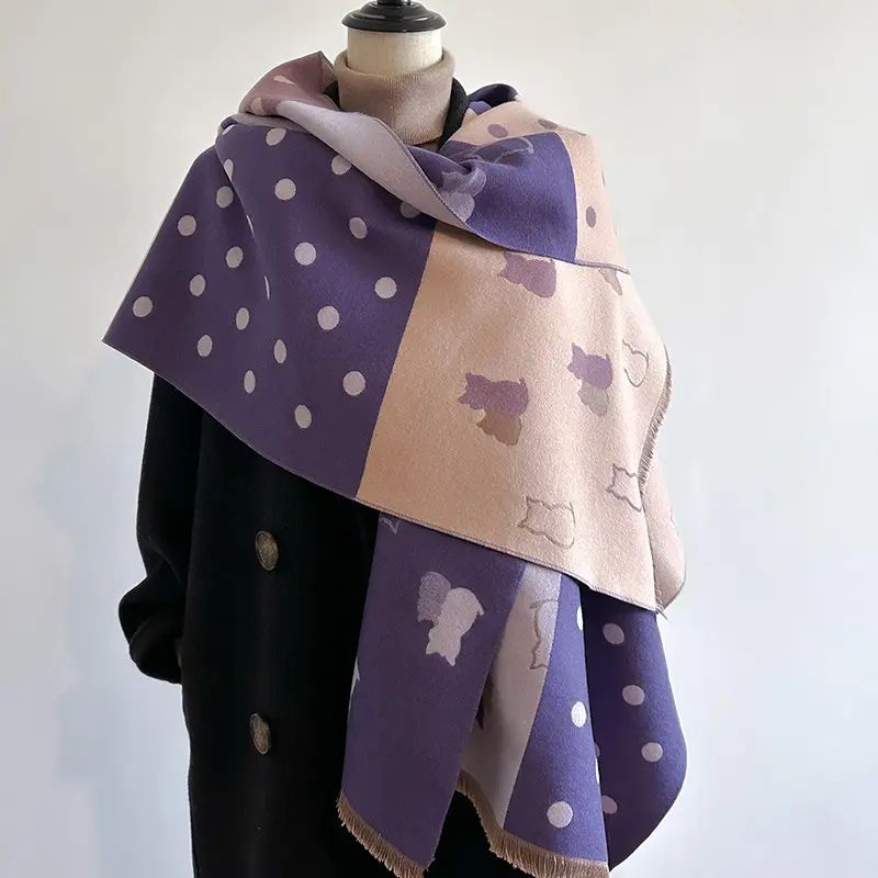 Cats and Dots Warm Shawl