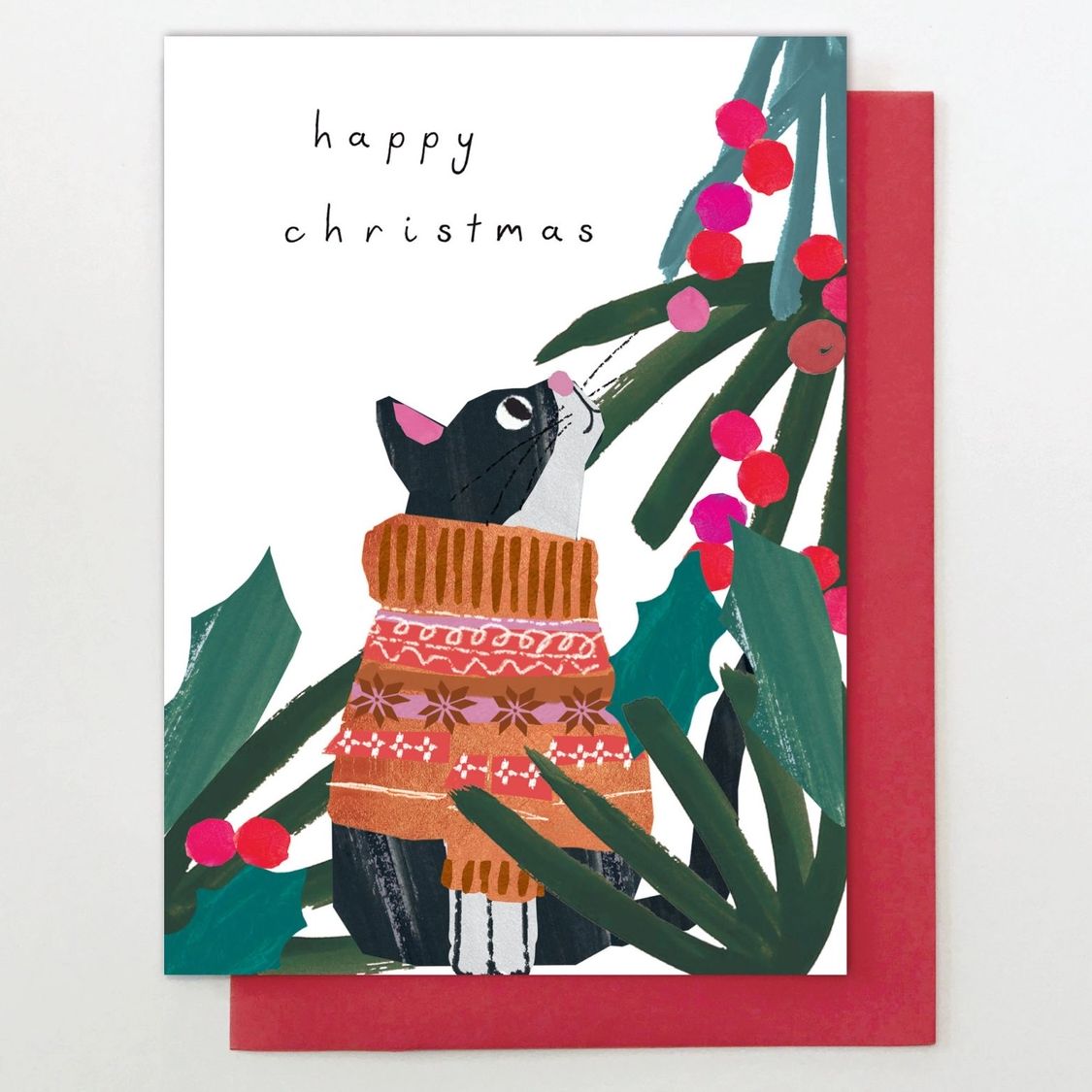 Happy Christmas Cat & Tree Card