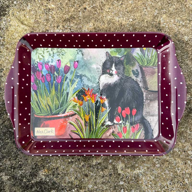 Cat & Tulips Small Snack Tray, by Alex Clark
