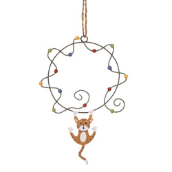 Festive Lights Ginger Kitty Hanging Decoration