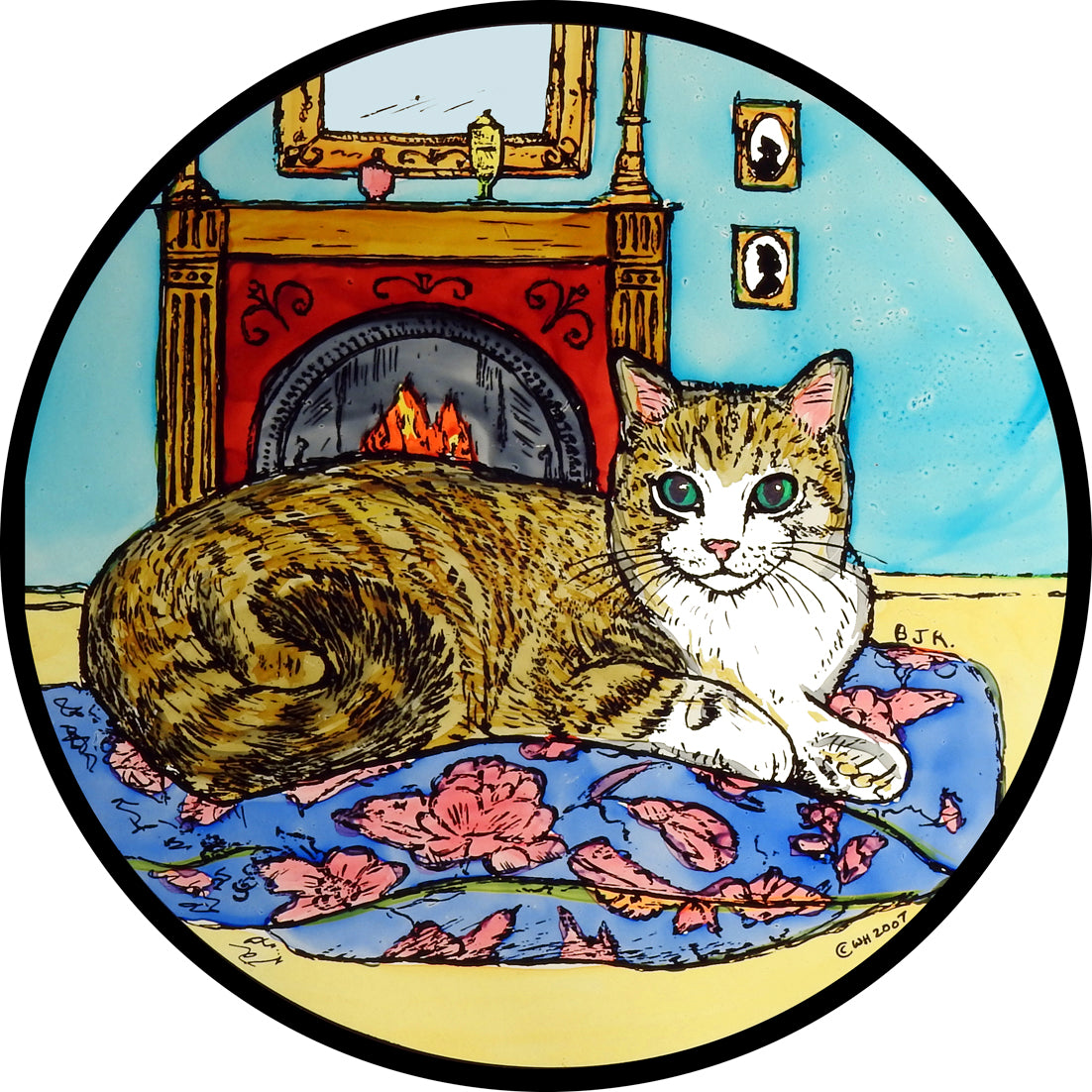 Fireside Cat Window Cling