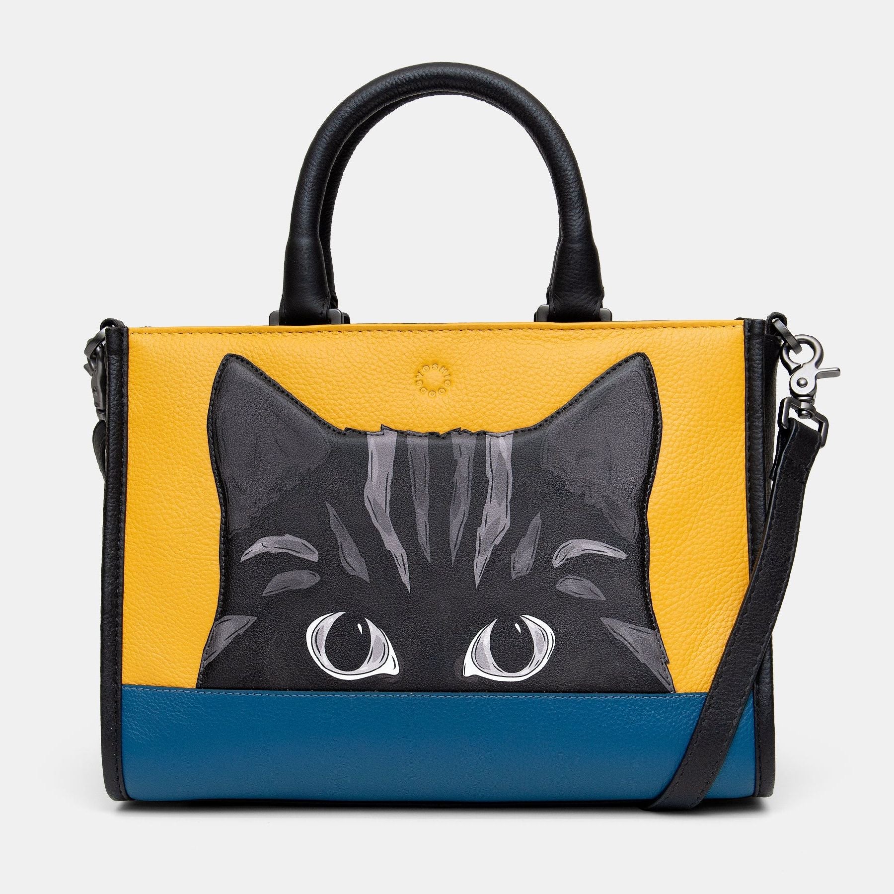 Cat Colour Block Leather Grab Bag