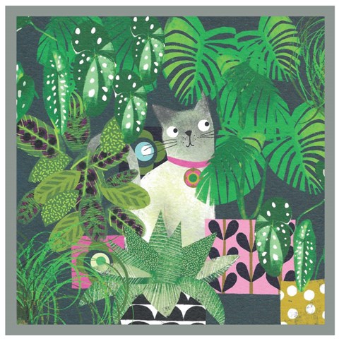 Siamese Cat Hiding in Plants Greetings Card