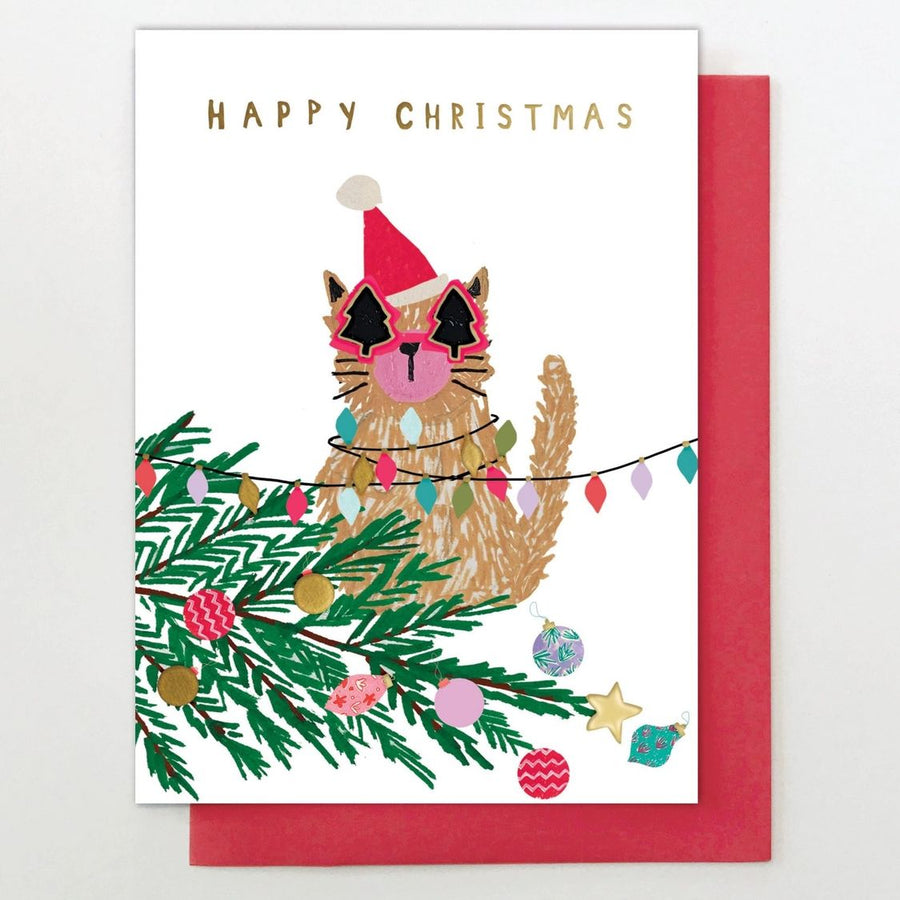 Cat in Christmas Lights Card