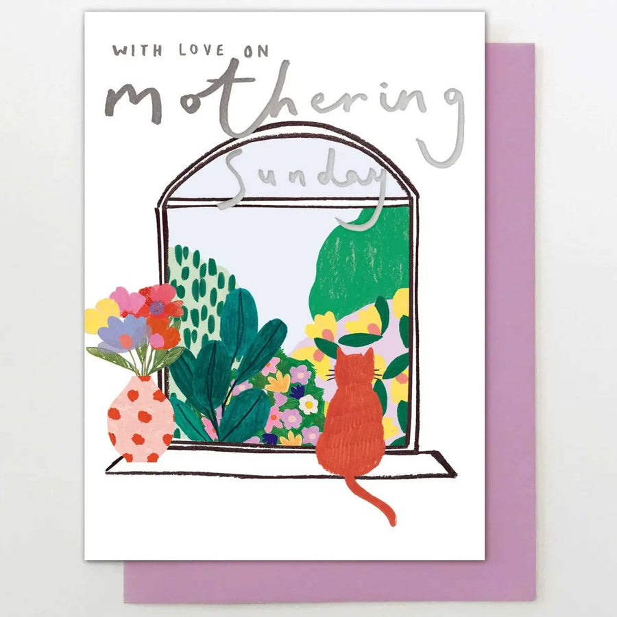 Cat in Window Mothering Sunday Card