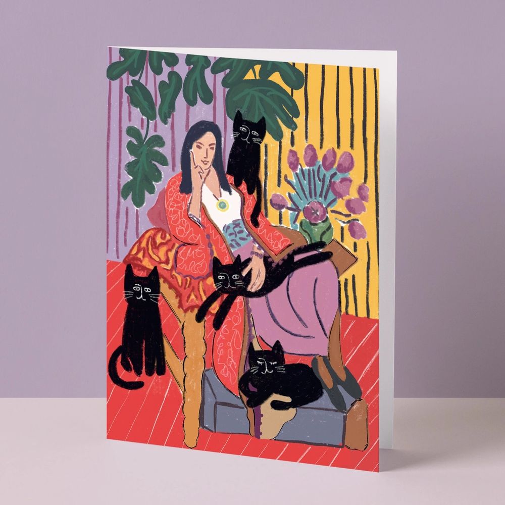 Catisse Cat Lady Greetings Card