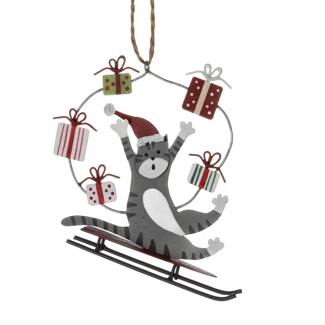 Cat in Sled Festive Decoration